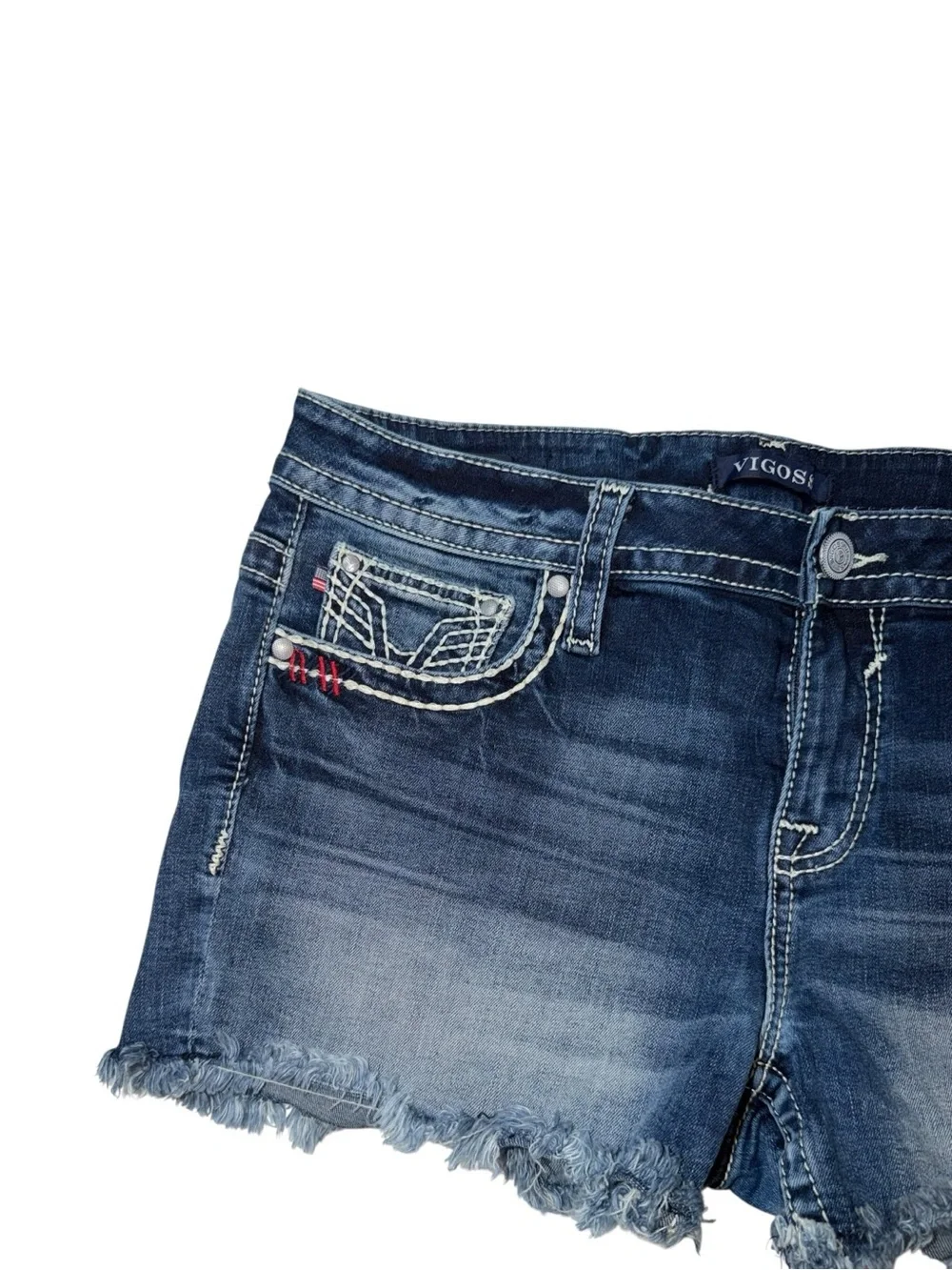 Vigoss Women's Medium Dark Blue Distressed Cutoff Denim Shorts